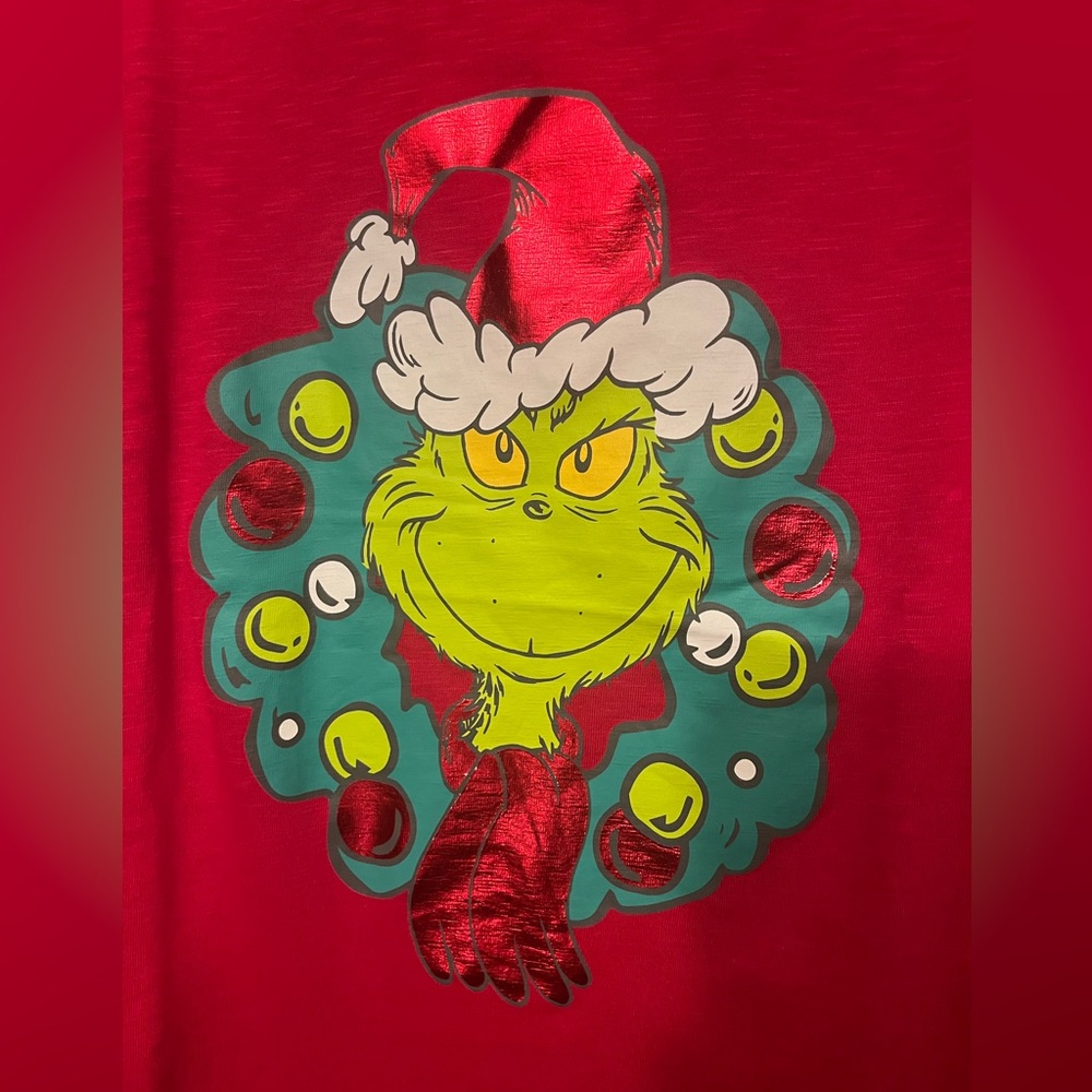 NWT 3X Lane Bryant Festive Grinch Long Sleeve Tee - Red